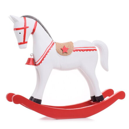 Postavička kôň hojdací 22,5x28,5x6,5 cm drevo bielo-červený