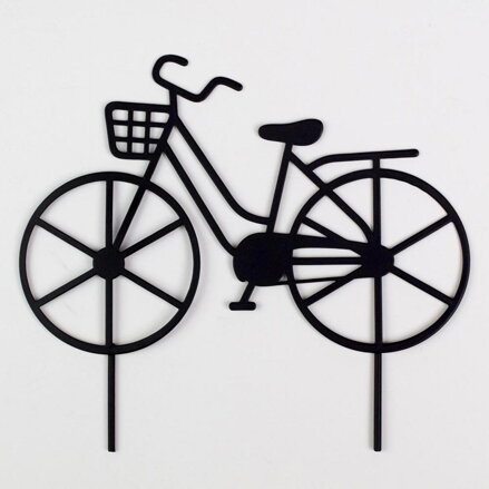 Ozdoba zapichovacia bicykel 18x16 cm kov čierny